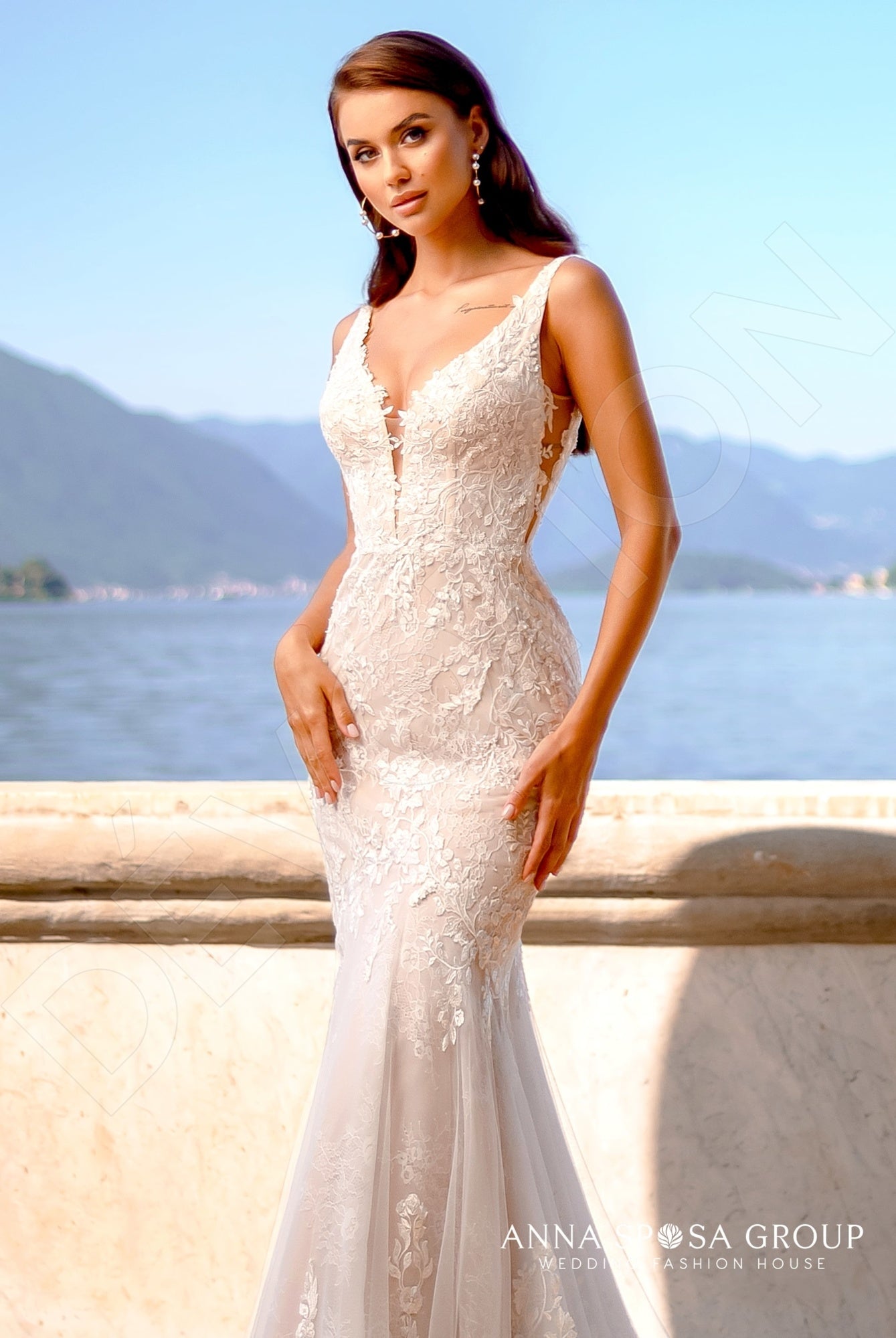 Eridan Trumpet/Mermaid Deep V-neck Milk Powder Wedding dress