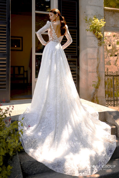 Mayn Open back A-line Long sleeve Wedding Dress Back