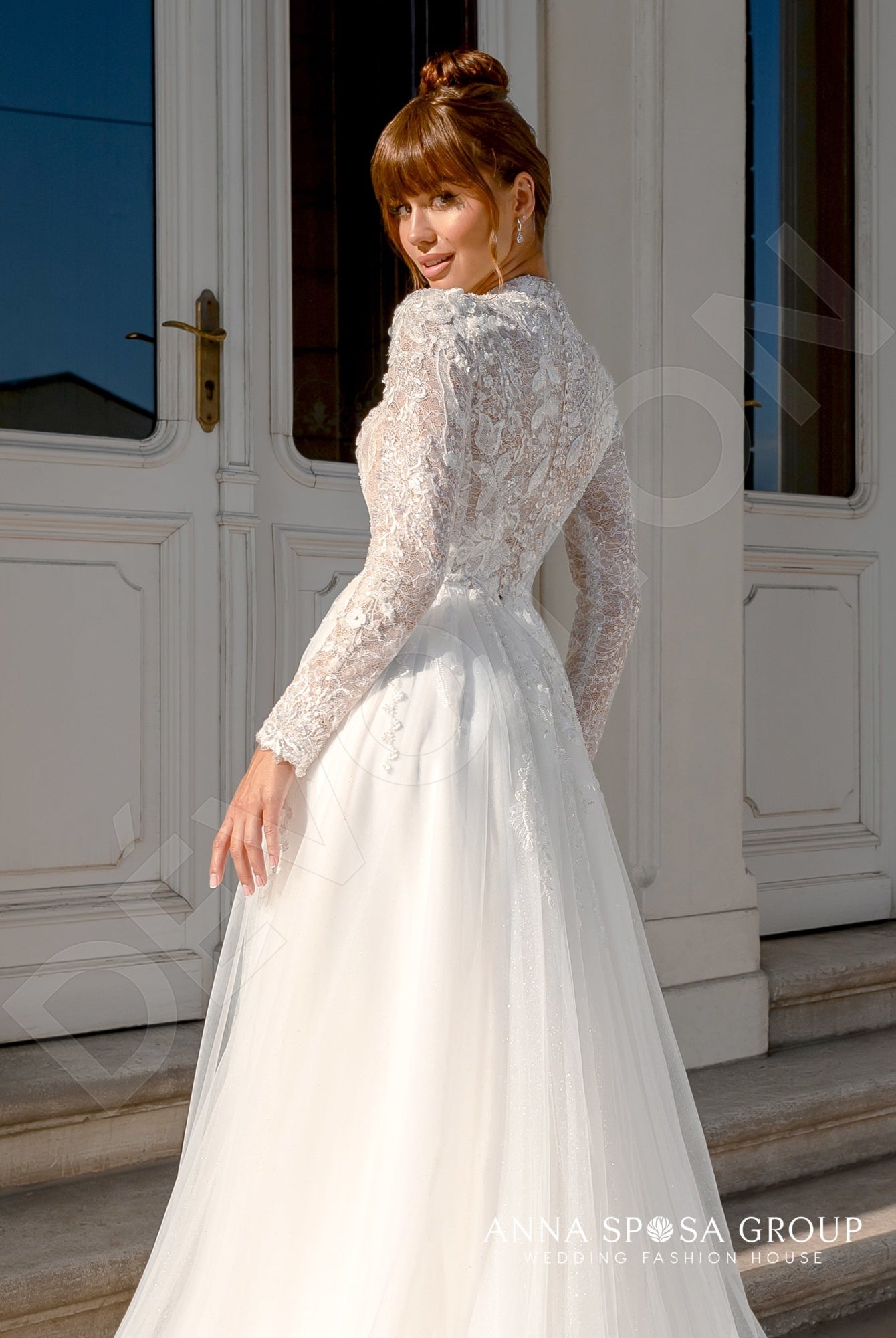Eilish A-line High neck Milk Wedding dress