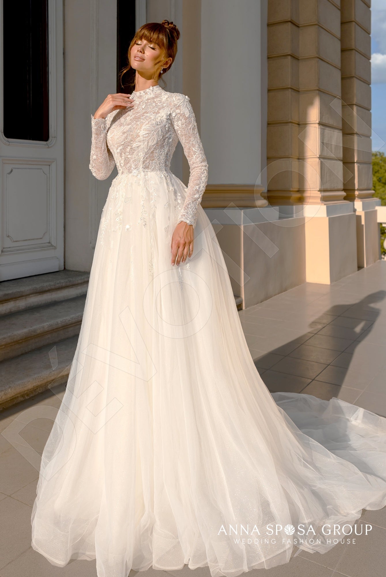 Eilish A-line High neck Milk Wedding dress