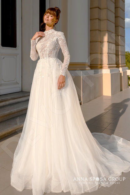 Eilish Full back A-line Long sleeve Wedding Dress Front