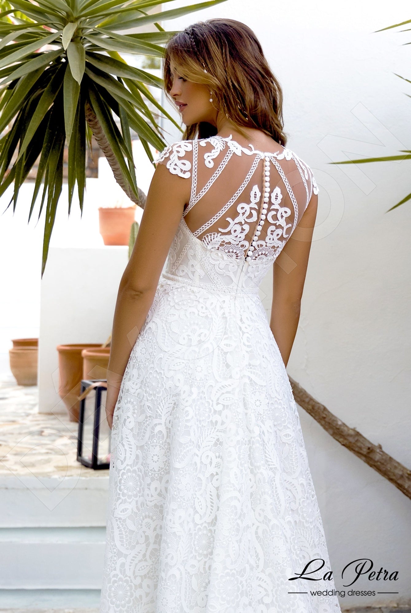 Adalinda A-line Illusion Milk Wedding dress