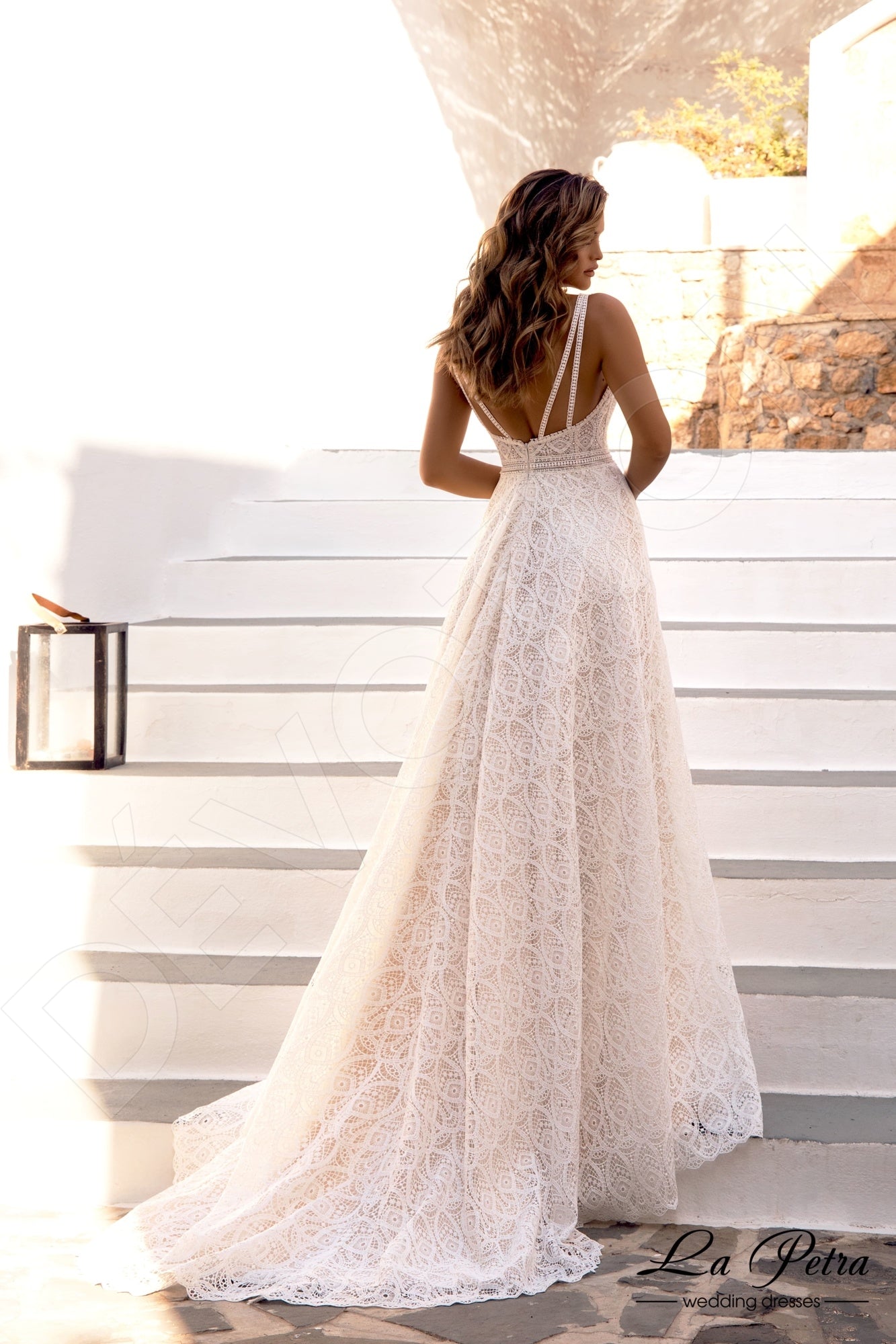 Agneze Open back A-line Straps Wedding Dress Back