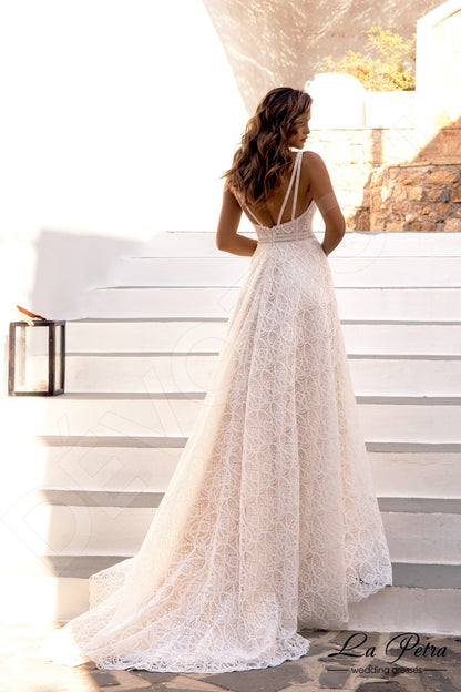 Agneze Open back A-line Straps Wedding Dress Back