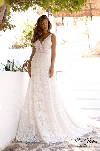 Agneze Open back A-line Straps Wedding Dress 6