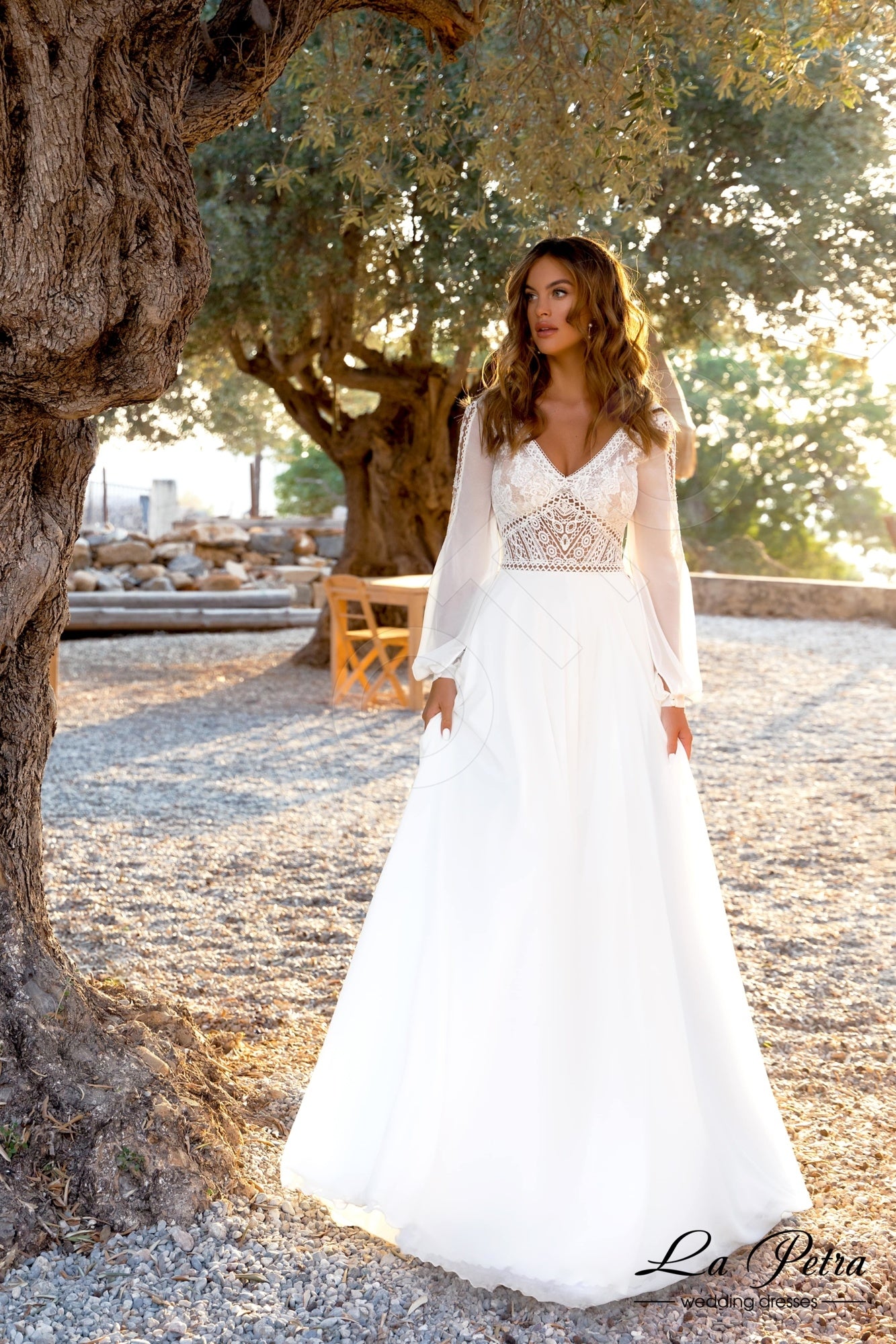 Avani A-line V-neck Milk Wedding dress