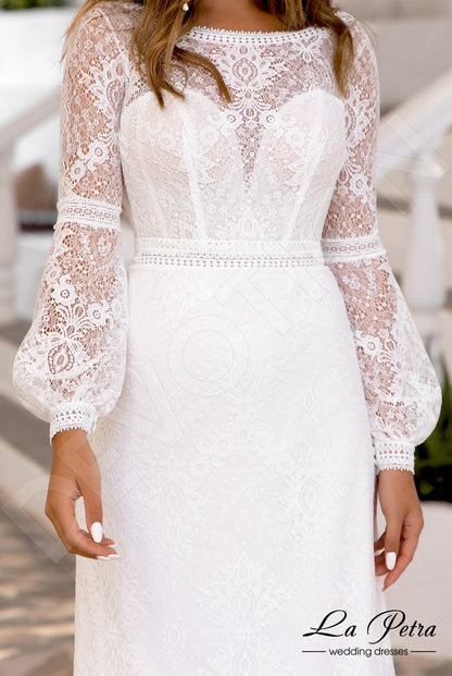 Ostine Open back A-line Long sleeve Wedding Dress 5