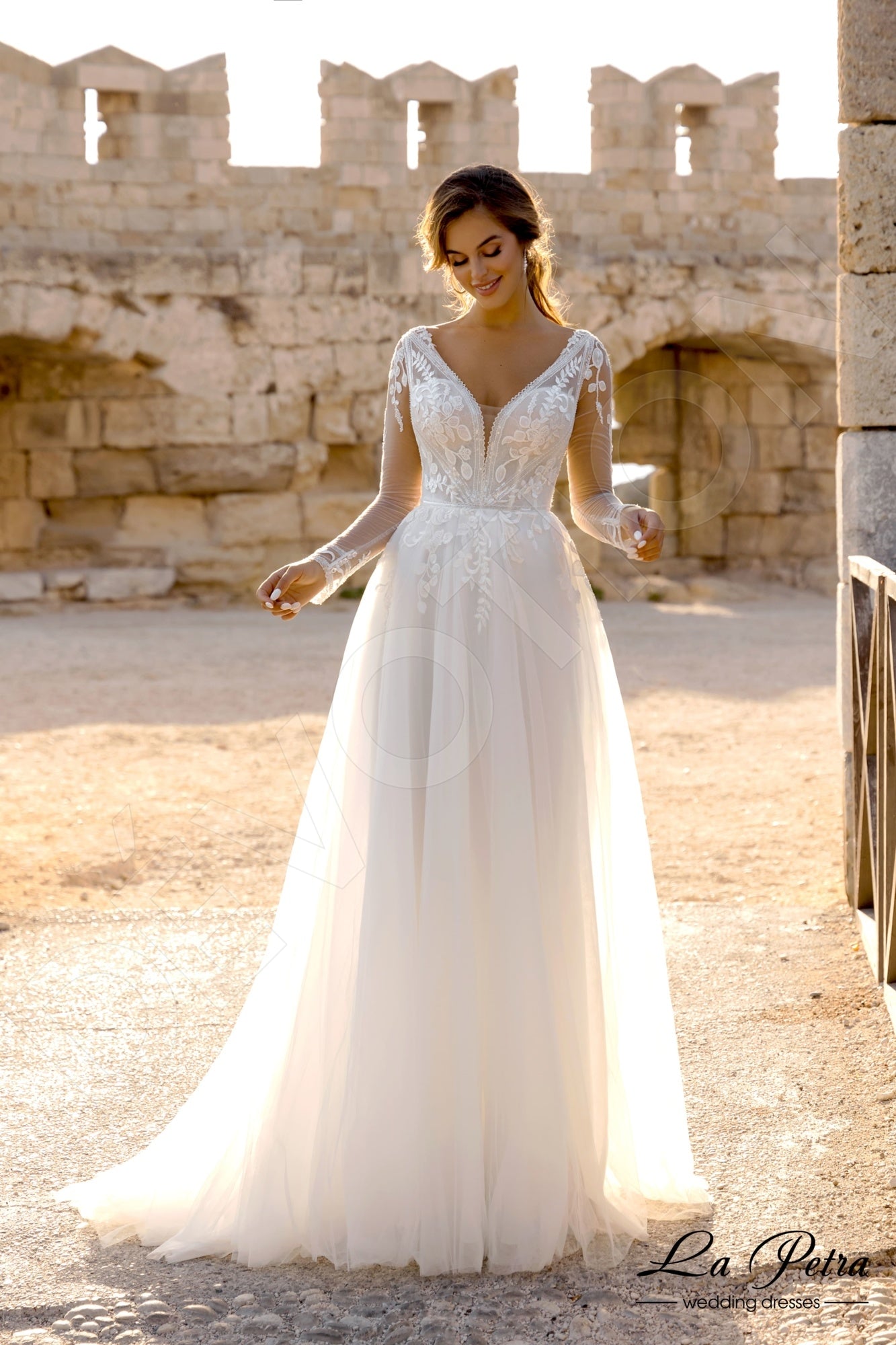 Pippa A-line V-neck Milk Wedding dress