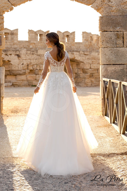 Pippa Open back A-line Long sleeve Wedding Dress Back