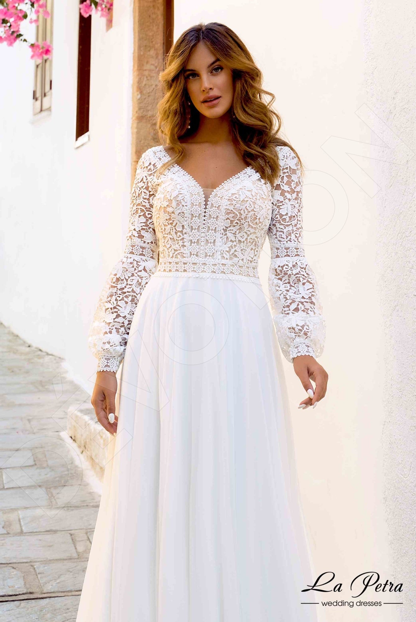 Teresie A-line V-neck Milk Nude Wedding dress