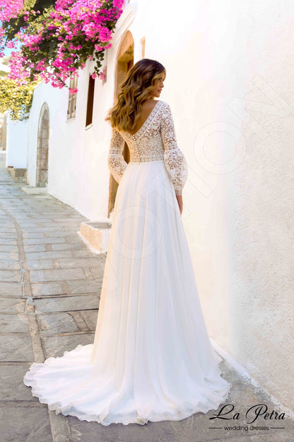 Teresie Open back A-line Long sleeve Wedding Dress Back