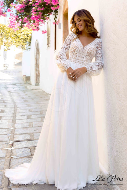 Teresie Open back A-line Long sleeve Wedding Dress Front