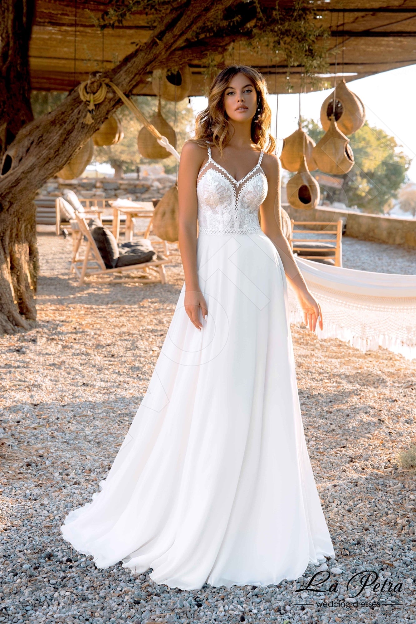 Zema A-line V-neck Milk Wedding dress