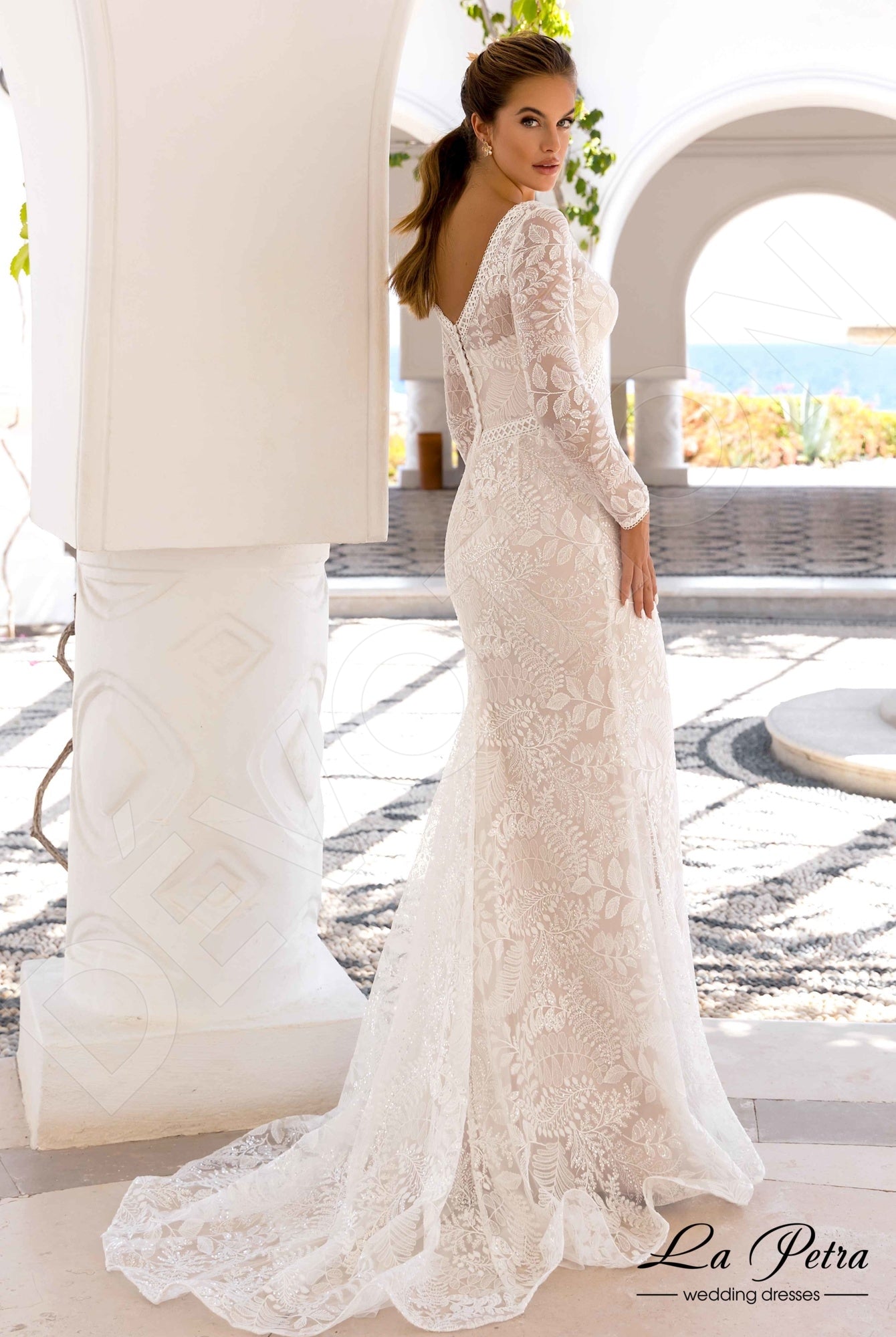 Zeri Open back Trumpet/Mermaid Long sleeve Wedding Dress Back