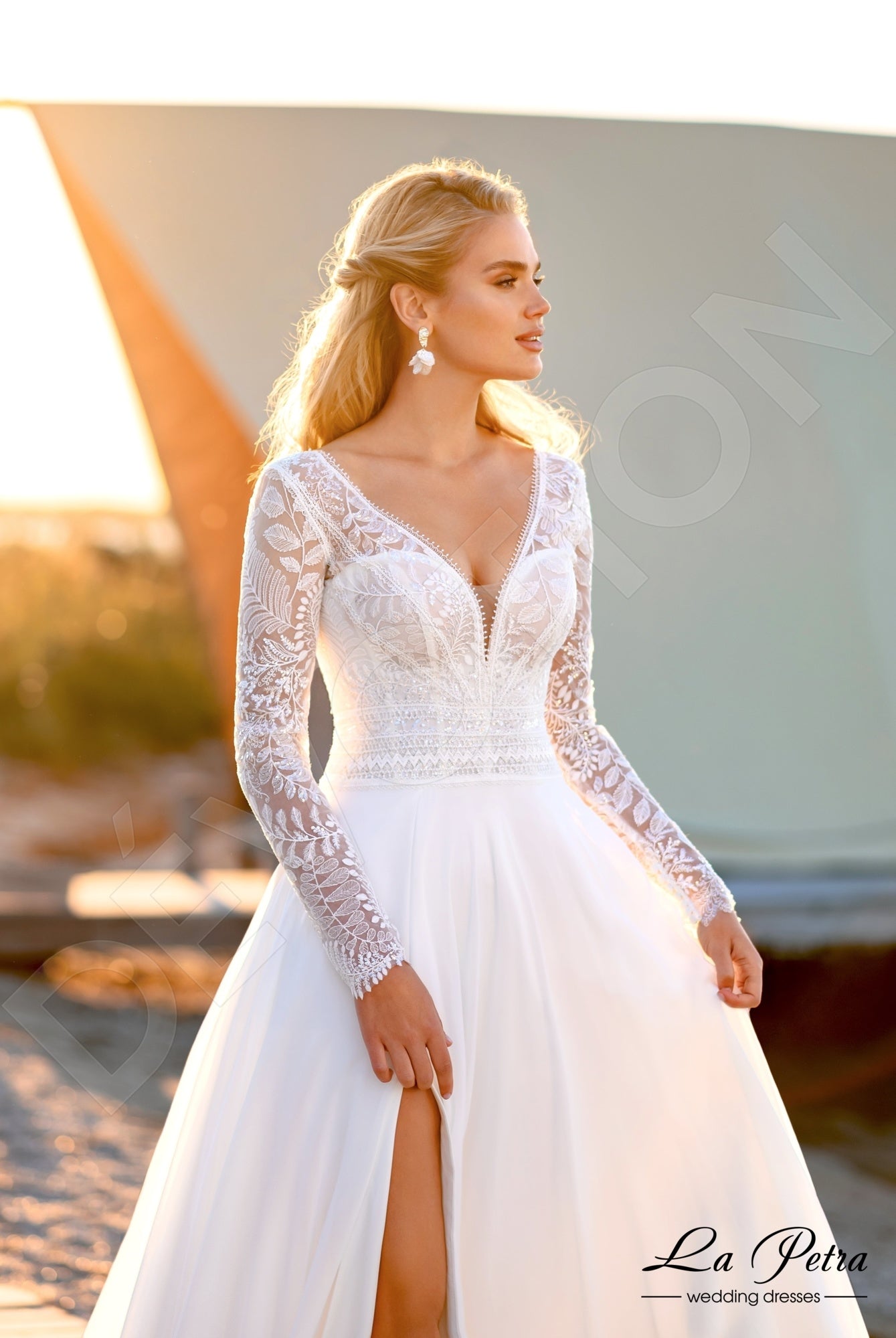 Anelisa A-line V-neck Milk Wedding dress