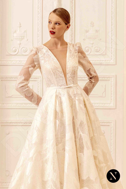 Alison Full back A-line Long sleeve Wedding Dress 3