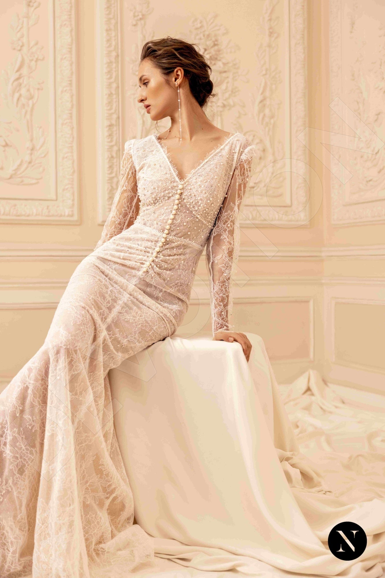 Amber Open back Trumpet/Mermaid Long sleeve Wedding Dress 3