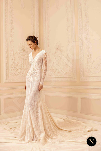Amber Open back Trumpet/Mermaid Long sleeve Wedding Dress 7