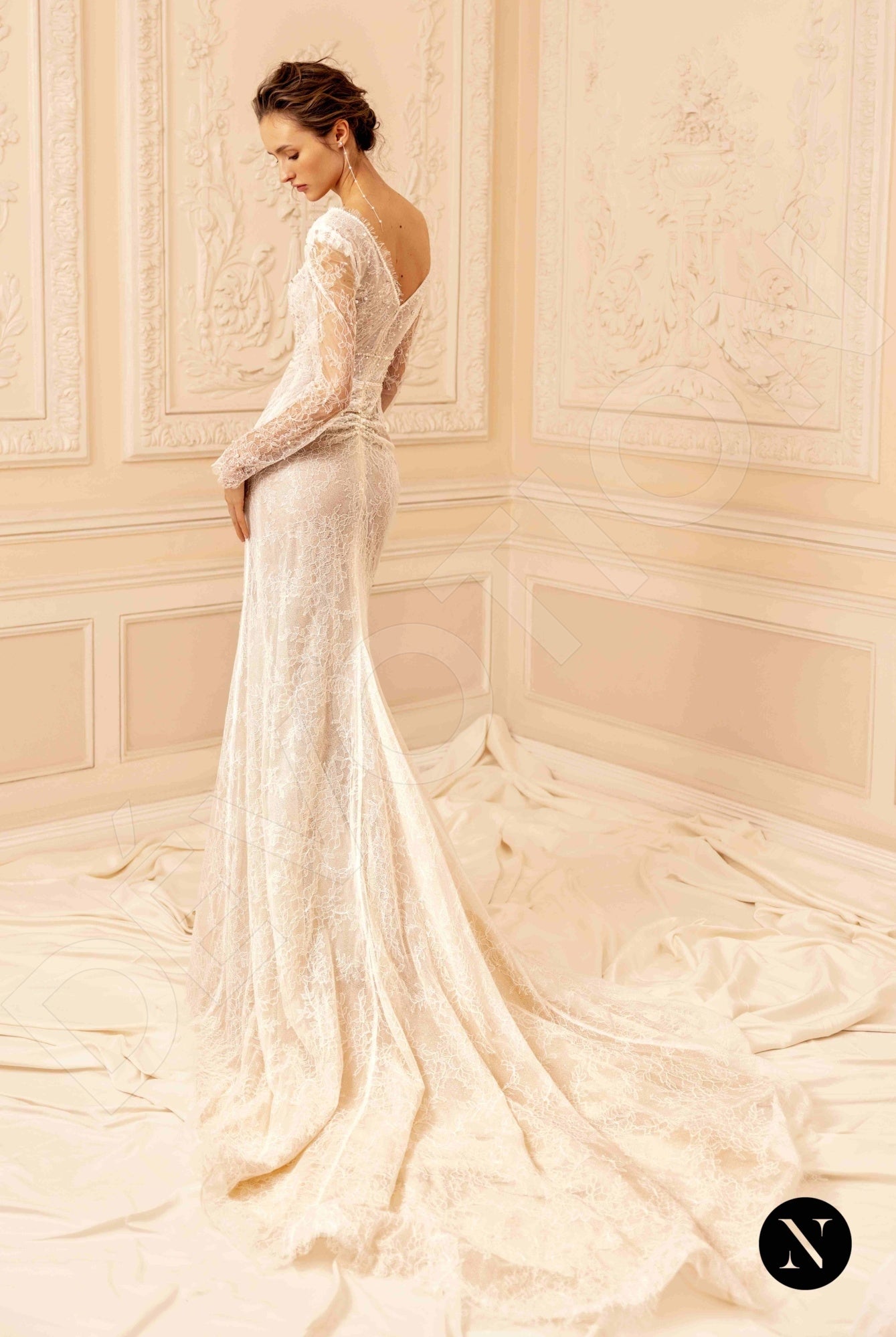 Amber Open back Trumpet/Mermaid Long sleeve Wedding Dress Back