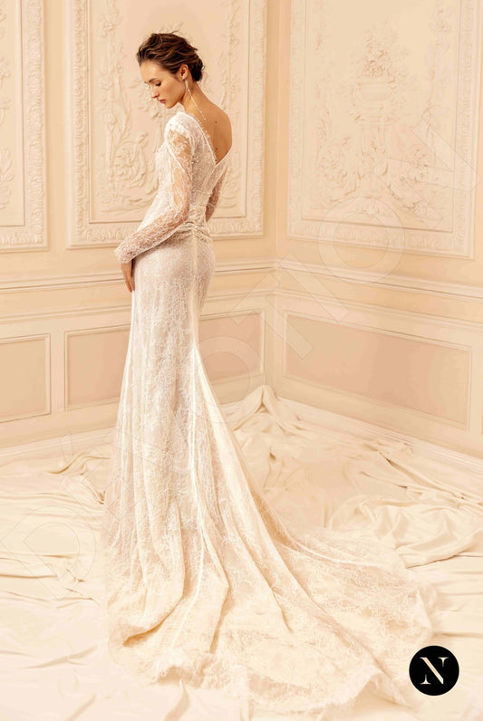Amber Trumpet/Mermaid V-neck Nude Wedding dress