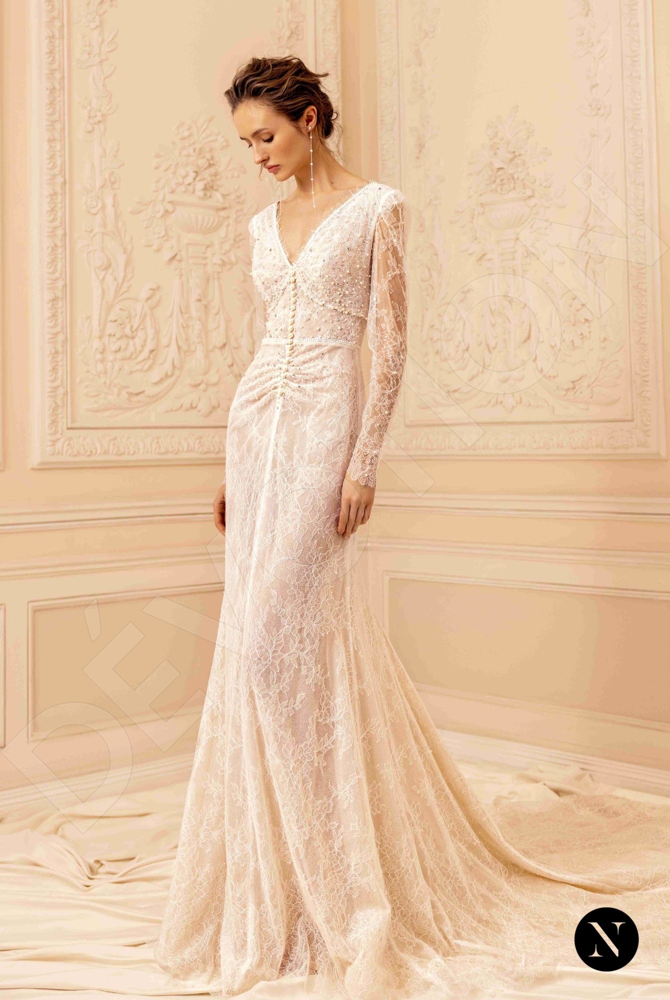 Amber Open back Trumpet/Mermaid Long sleeve Wedding Dress Front