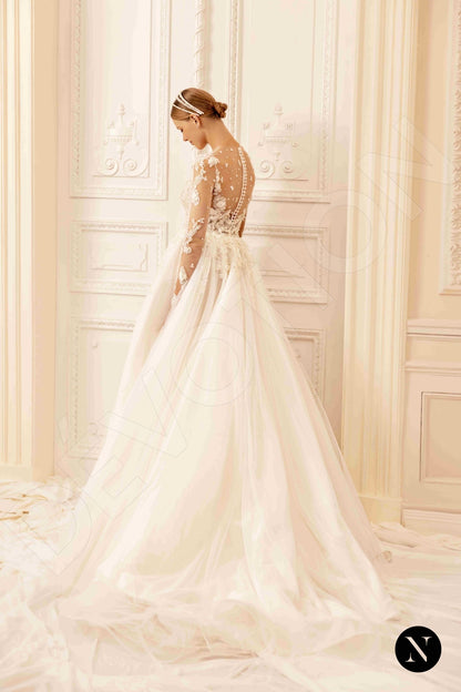 Amy Illusion back A-line Long sleeve Wedding Dress 6