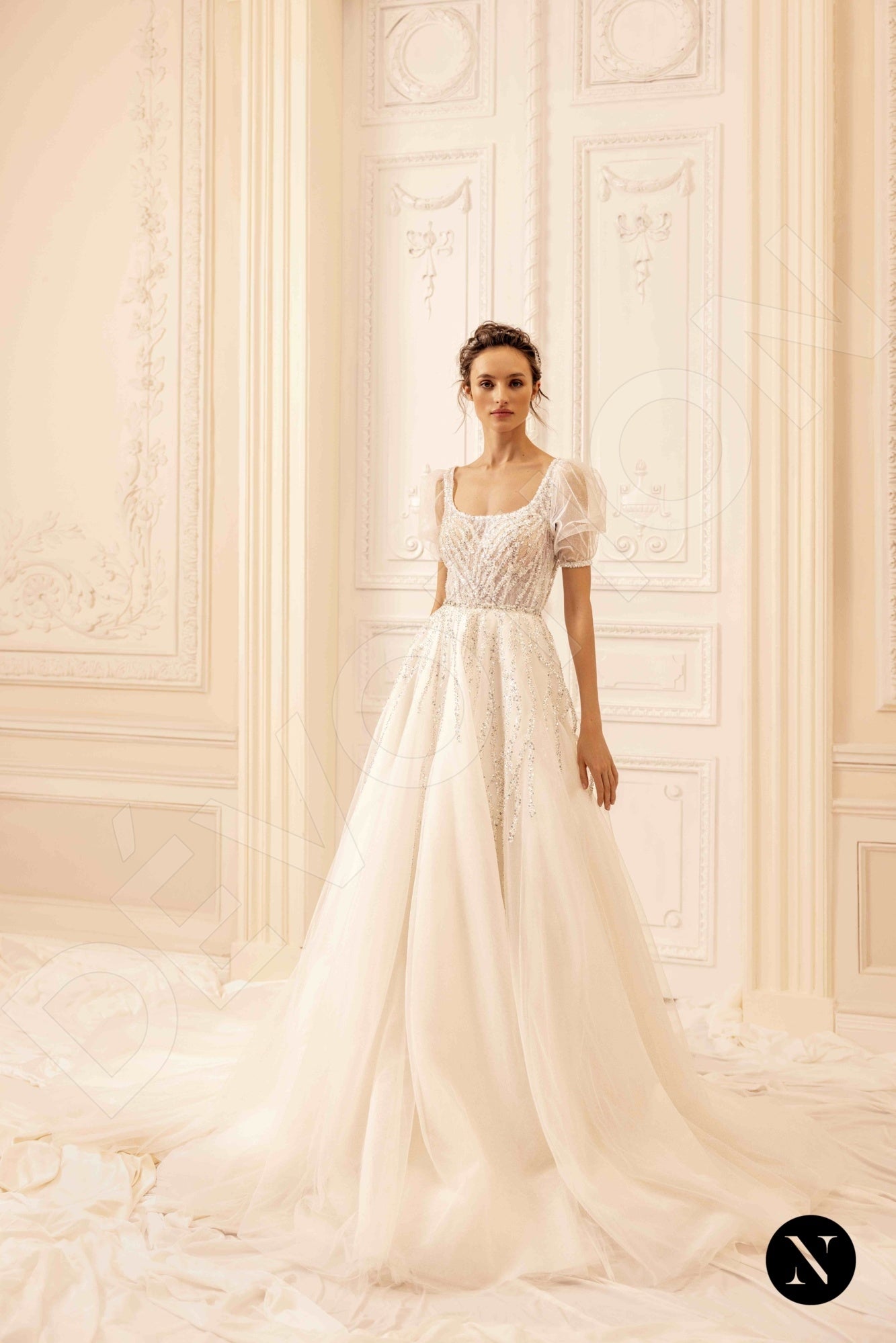 Bella A-line Square Ivory Wedding dress