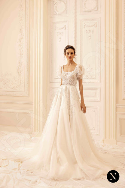Bella Open back A-line Short/ Cap sleeve Wedding Dress 7