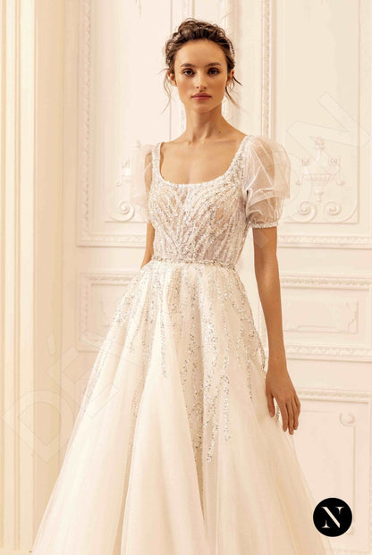 Bella Open back A-line Short/ Cap sleeve Wedding Dress 4