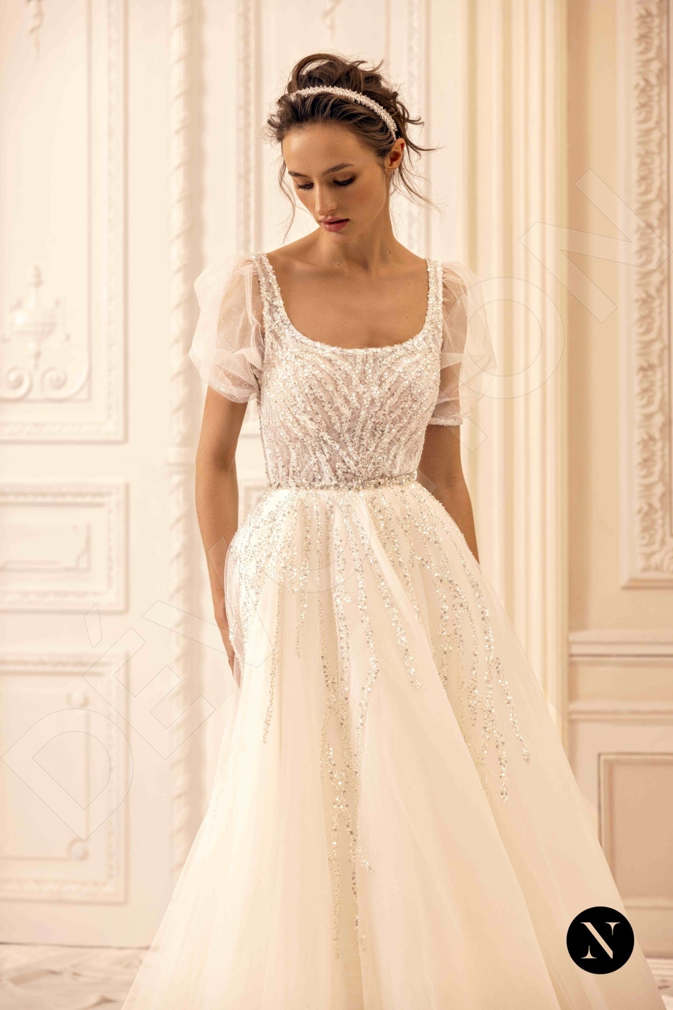 Bella A-line Square Ivory Wedding dress