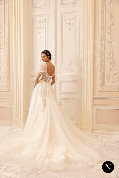 Bella Open back A-line Short/ Cap sleeve Wedding Dress 6