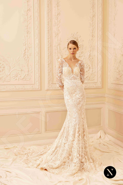 Candy Open back A-line 3/4 sleeve Wedding Dress 3