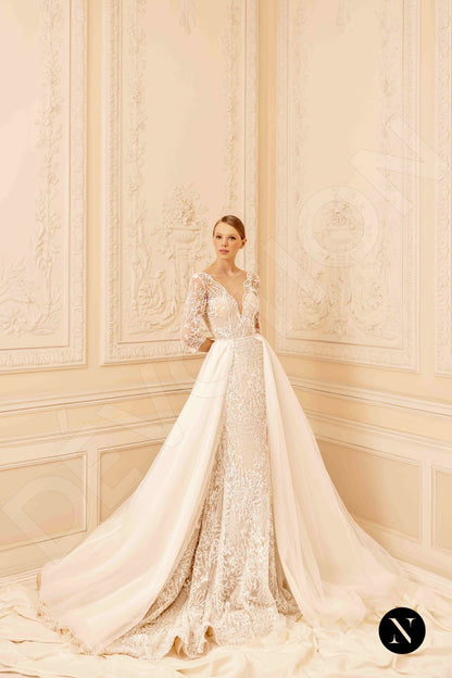 Candy Open back A-line 3/4 sleeve Wedding Dress 9