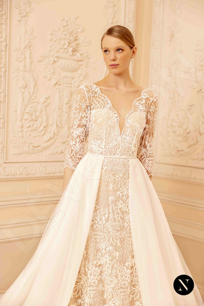 Candy Open back A-line 3/4 sleeve Wedding Dress 6