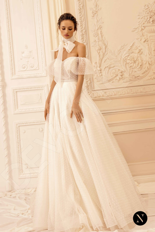 Estery A-line Off-shoulder/Drop shoulders Ivory Wedding dress