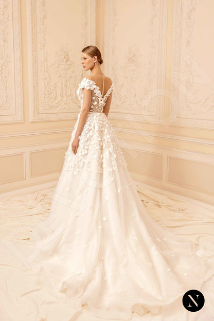 Hannah Illusion back A-line Short/ Cap sleeve Wedding Dress 6