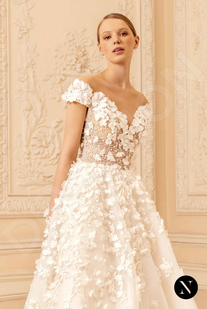 Hannah Illusion back A-line Short/ Cap sleeve Wedding Dress 5