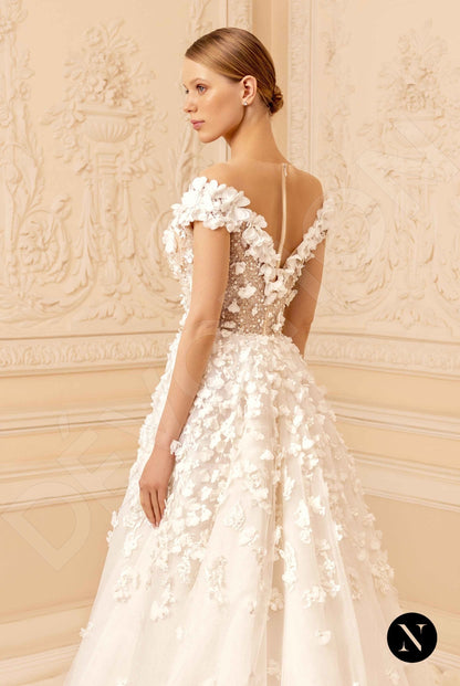 Hannah Illusion back A-line Short/ Cap sleeve Wedding Dress 3