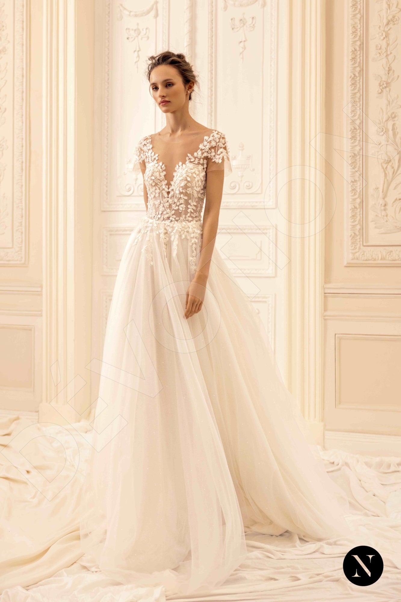Judys Illusion back A-line Short/ Cap sleeve Wedding Dress 7