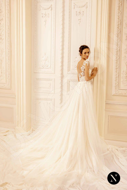 Judys Illusion back A-line Short/ Cap sleeve Wedding Dress 6