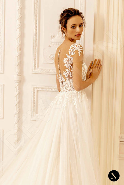 Judys Illusion back A-line Short/ Cap sleeve Wedding Dress 3