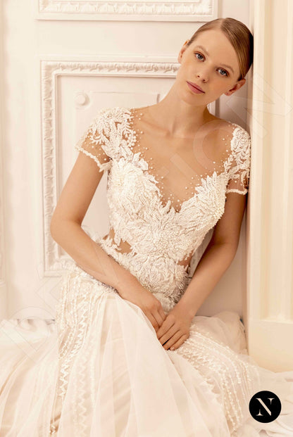 Kate Illusion back Trumpet/Mermaid Short/ Cap sleeve Wedding Dress 2