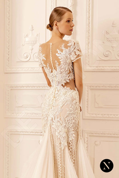 Kate Illusion back Trumpet/Mermaid Short/ Cap sleeve Wedding Dress 3