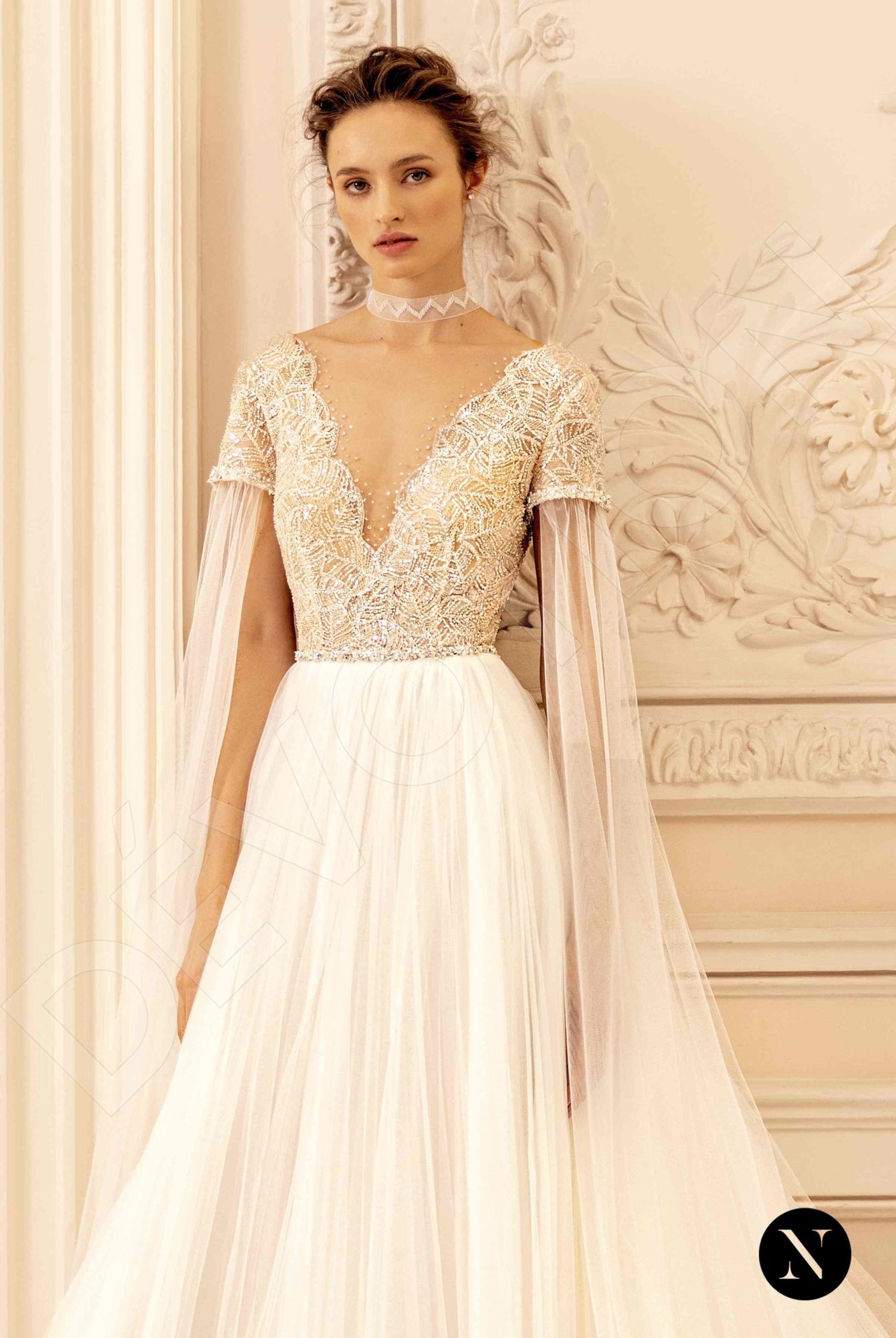 Krystal A-line Illusion Ivory Wedding dress