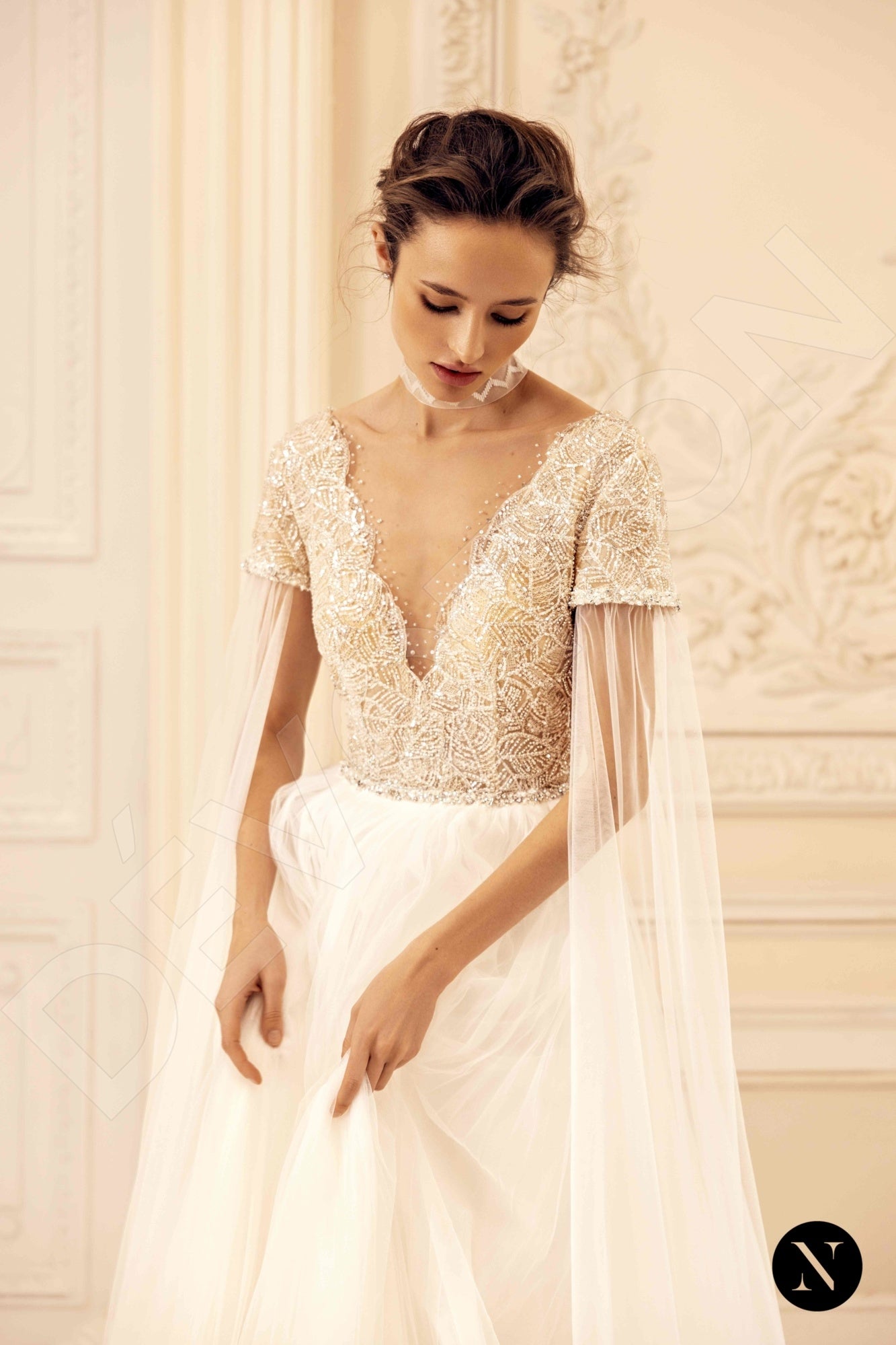 Krystal A-line Illusion Ivory Wedding dress