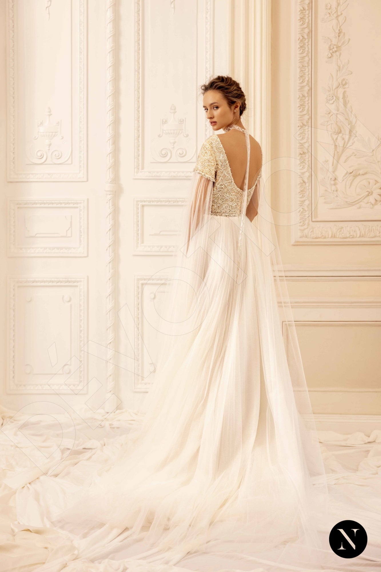 Krystal Open back A-line Short/ Cap sleeve Wedding Dress 6