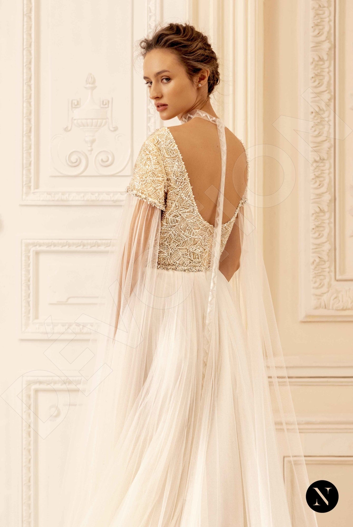 Krystal A-line Illusion Ivory Wedding dress