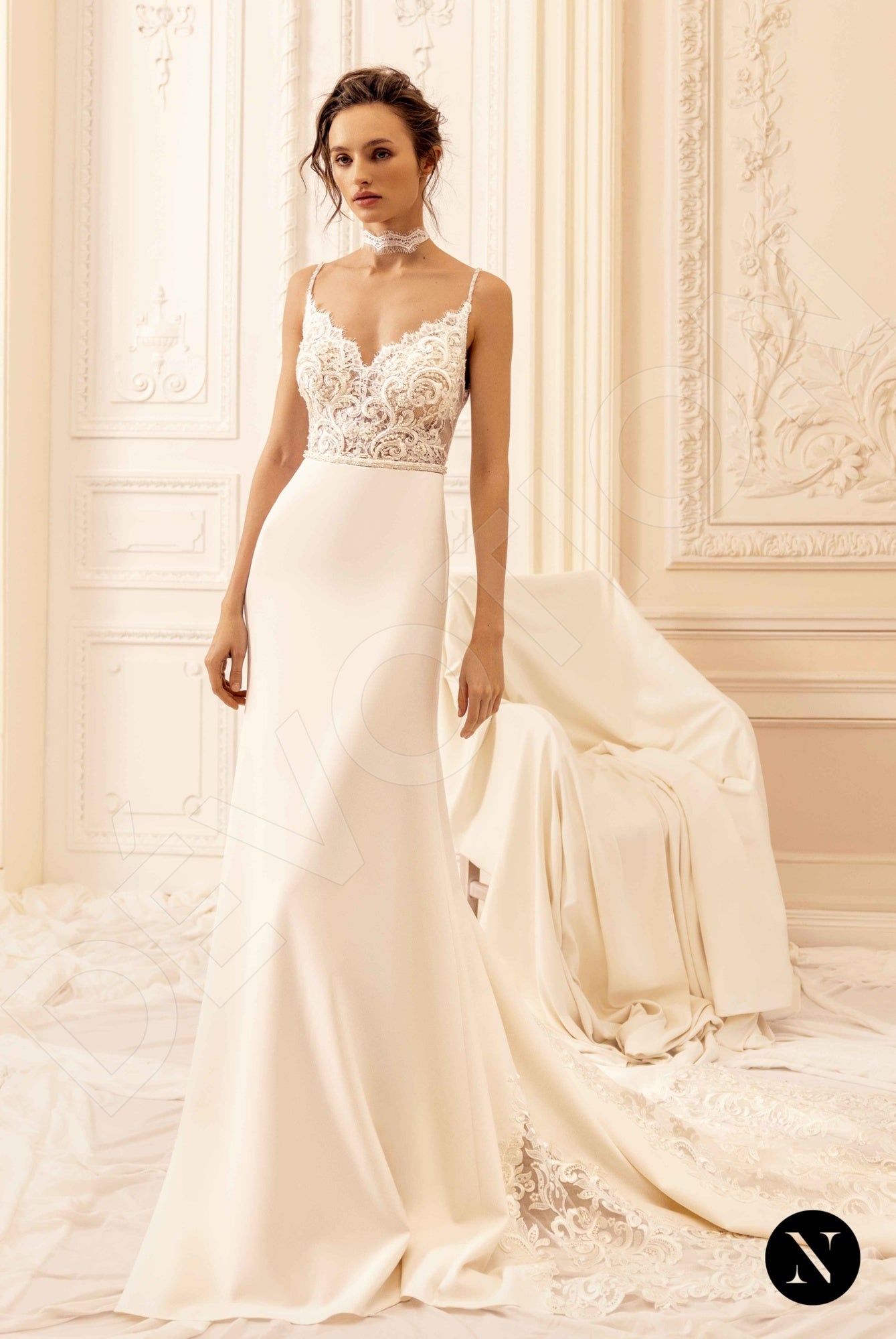 Lucy Trumpet/Mermaid V-neck Ivory Wedding dress