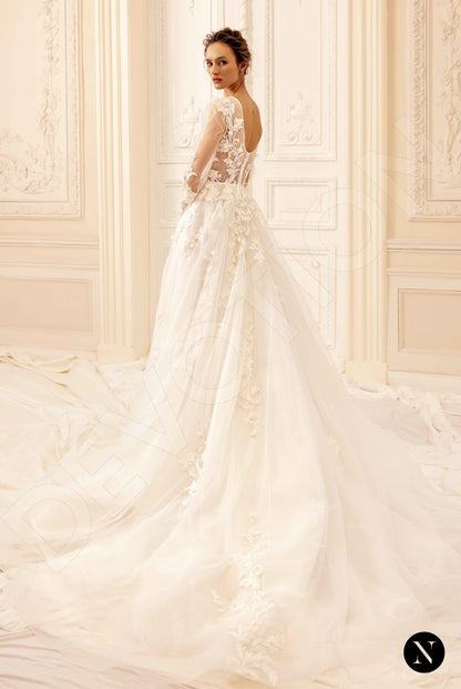 Mandys Open back A-line Long sleeve Wedding Dress Back