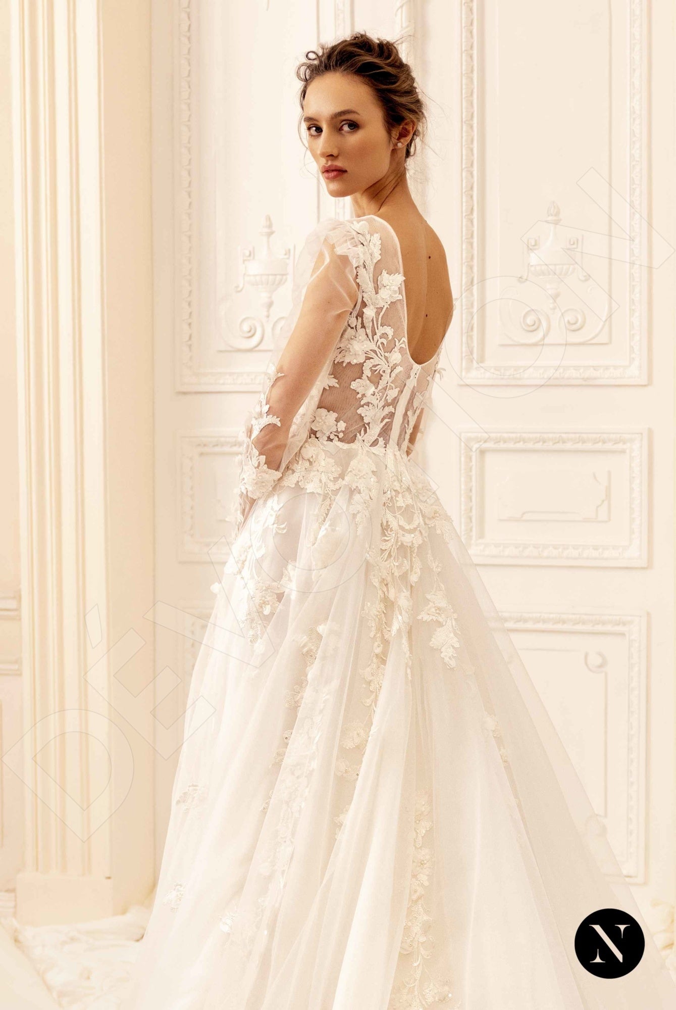 Mandys Open back A-line Long sleeve Wedding Dress 3